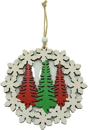 Hanging Ornament Wreath Wooden Multicolour 9.5x9.9cm