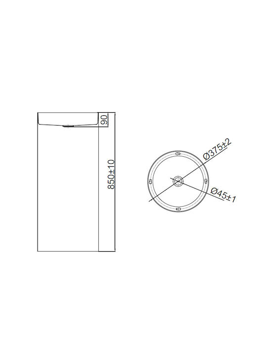 Karag Επικαθήμενος Νιπτήρας Πορσελάνης 38x38x85cm Gun Metal