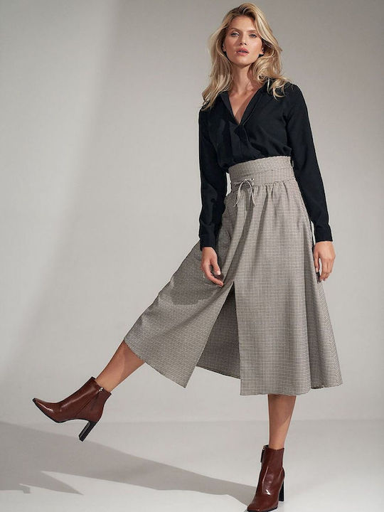 Figl Pleated High Waist Maxi Skirt in Gray color