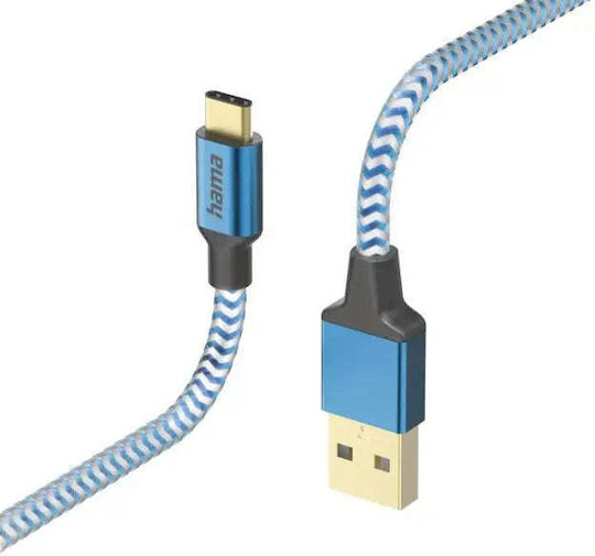 HAMA USB 2.0 Кабел USB-C Мъжки - USB-A Син 1.5м 00201558