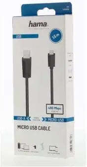 HAMA Regular USB 2.0 spre micro USB Cablu Negru 1.5m (00200608) 1buc