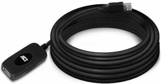 Act USB 2.0 Cable USB-A male - USB-A female Μαύρο 5m