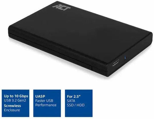 Hard Drive Enclosure Act Ac1225 Sata 2.5" Usb-c 3.2 Gen2 Black