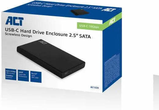 Hard Drive Enclosure Act Ac1225 Sata 2.5" Usb-c 3.2 Gen2 Black
