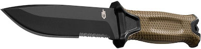 Gerber Strongarm Fixed Serrated Coyote Messer Überleben Schwarz in Scheide