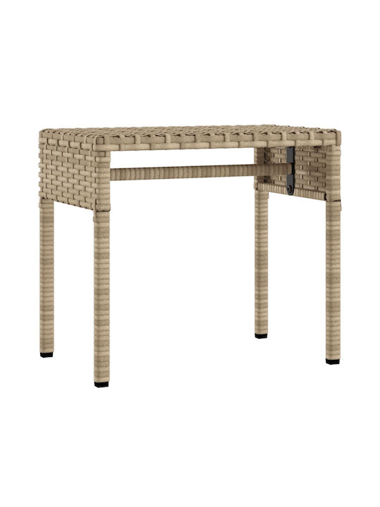 Deckchair Rattan with Cushion & Sunshade Beige with Table 2pcs 89x200x60cm.