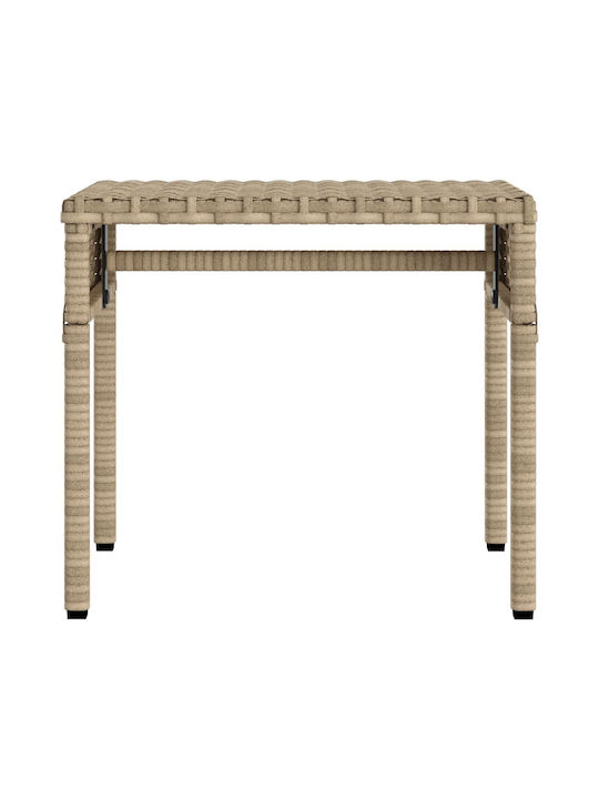 Deckchair Rattan with Cushion & Sunshade Beige with Table 2pcs 89x200x60cm.