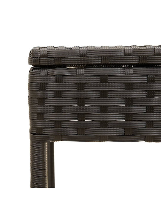 Liegestuhl Rattan mit Kissen & Sonnenschirm Schwarz mit Tisch 2Stück 89x200x60cm.