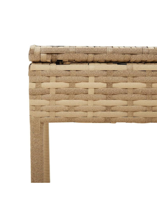 Deckchair Rattan with Cushion & Sunshade Beige with Table 2pcs 89x200x60cm.