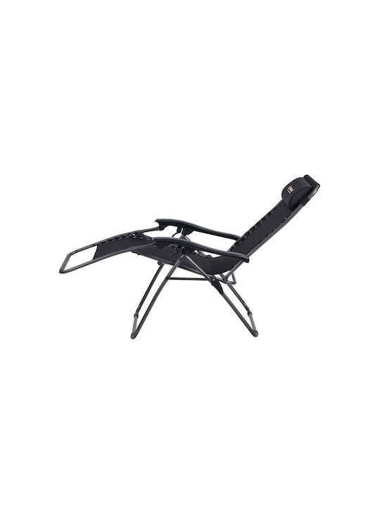 Aluminum Garden & Pool Deckchair with Pillow Black 94x65x114cm