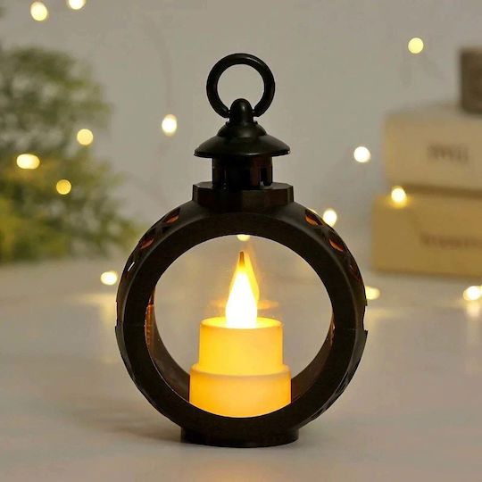 Crăciun Plastic Lampion Negru Baterie 13.5x9cm.