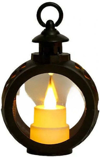 Crăciun Plastic Lampion Negru Baterie 13.5x9cm.