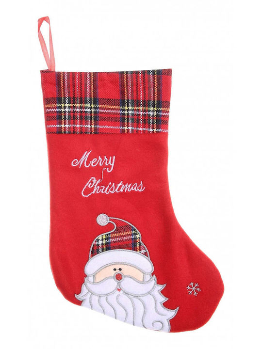 Weihnachtliche Dekorative Socke mit Άγιο Βασίλη L30xB15cm. Rot
