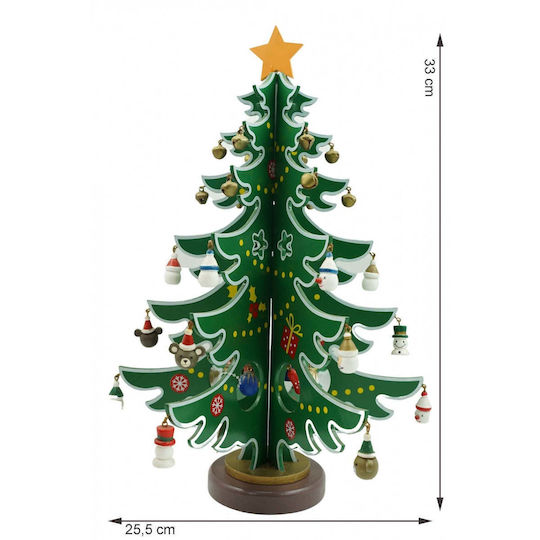 Christmas Decorative Wood Tree 33cm Green