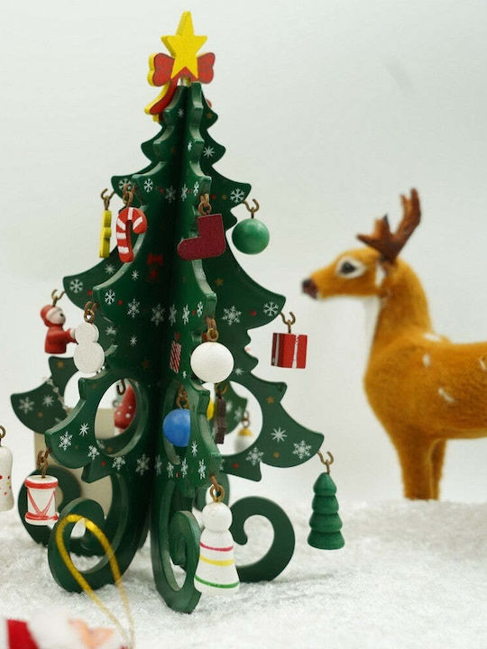 Christmas Decorative Wood Tree 20cm Green
