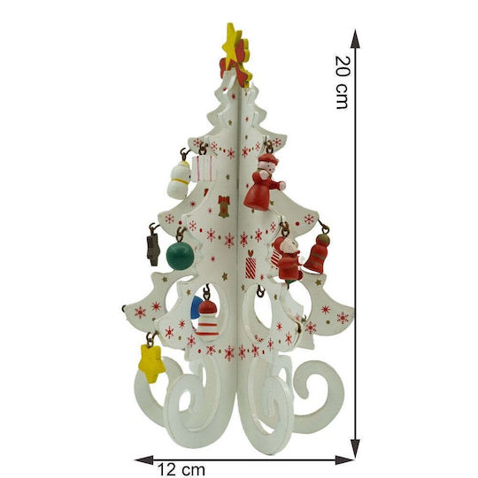 Christmas Decorative Wood Tree 20cm White
