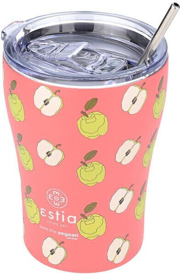 Estia Coffee Mug Save the Aegean Recyclable Thermos Glass Stainless Steel BPA Free 350ml Apple Odyssey with Straw