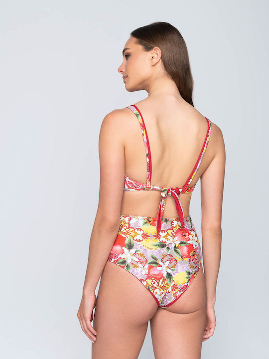 Bikini top Granada cu imprimeu, dublu față, fără burete, C D mov 93961