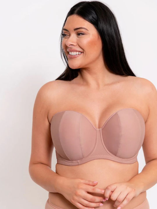 Curvy Kate Μπεζ Strapless Σουτιέν με Ελαφριά Ενίσχυση & Μπανέλες