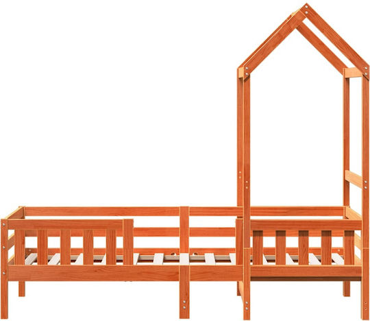 Детско Легло Единично Кафяв за Матрак 100x200см