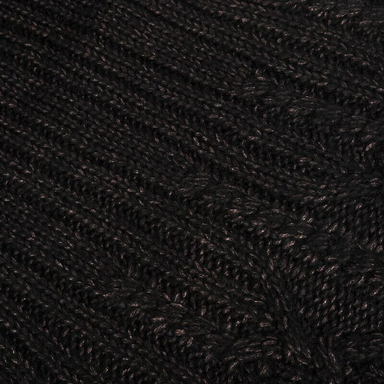 Frauen Set mit Beanie Gestrickt in Schwarz Farbe