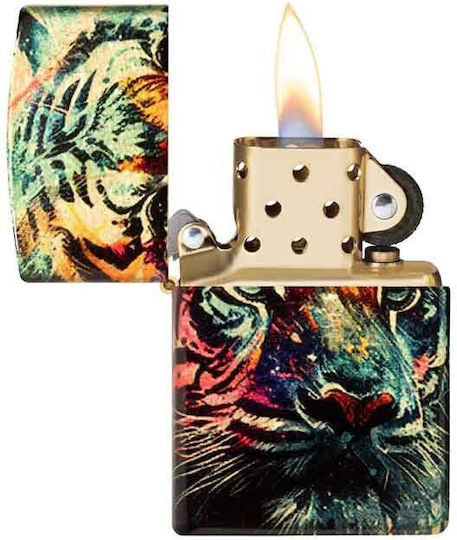 Zippo Painted Tiger Αντιανεμικός Αναπτήρας Φλόγας Πολύχρωμος