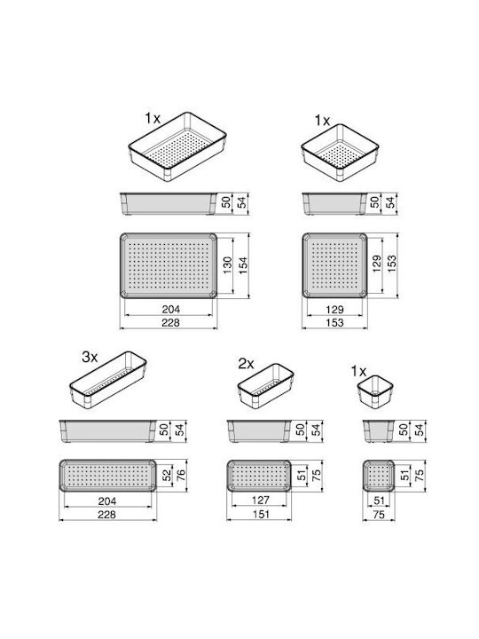 Emuca Organizator Sertar Transparent 8 Bucăți 45.7x30.3x5.4cm