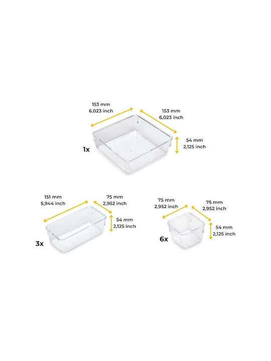 Emuca Drawer Organizer with Drawers & Dividers Transparent 10 Pieces 30.3x30.3x5.4cm
