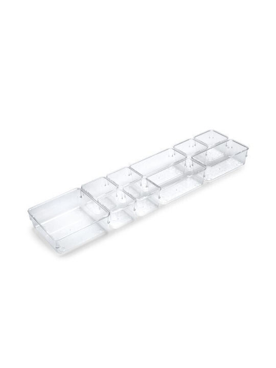 Emuca Drawer Organizer with Drawers & Dividers Transparent 10 Pieces 30.3x30.3x5.4cm