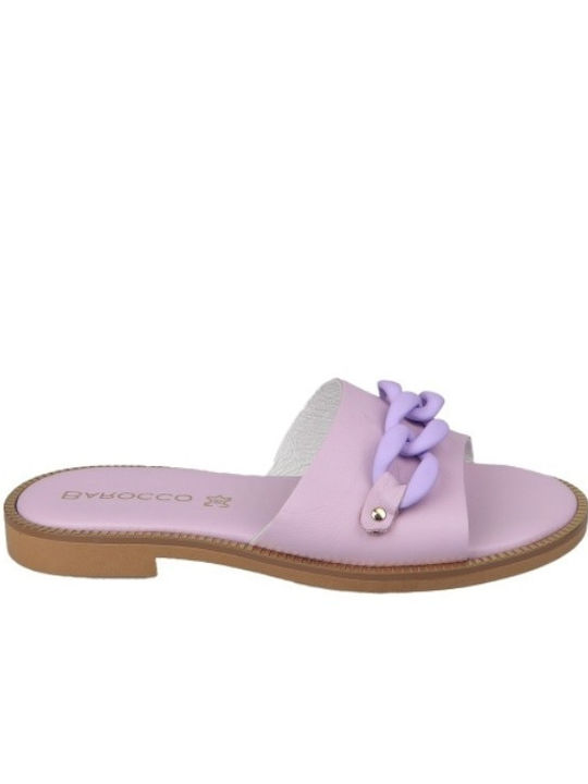 Barocco Women's Flat Sandals in Purple Color