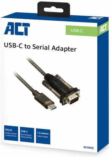 Act Ac6002 Konverter USB-C Stecker RS232 Stecker 9 Pin 1,5 m Schwarz