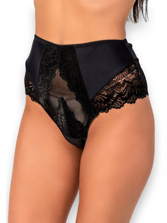 Avangard High-waisted Women's Brazil with Lace Black