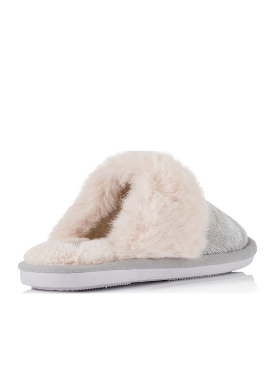 Winter Women's Slippers with Fur Gray