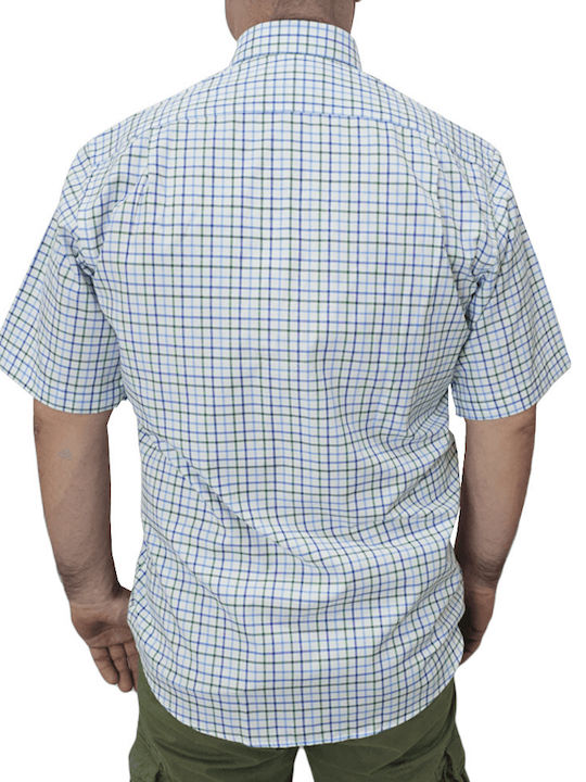 Domino Men's Shirt Short Sleeve Checked White