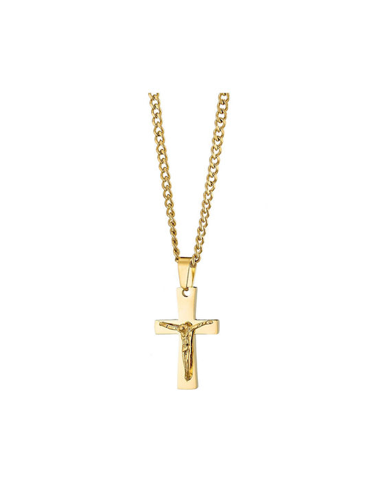 Men's Cross Pendant with 316L Stainless Steel Chain in Gold Color / VERORAMA / ST-ART01253G1