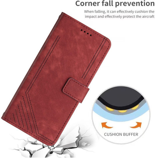 Stripe Pattern Wallet Κόκκινο (Xiaomi Poco F6 Pro 5G)