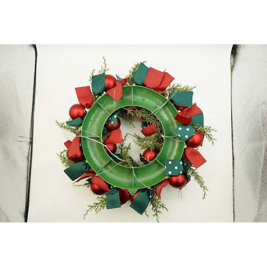 Crăciun Decorativ Plastic Coroană de flori cu lumină LED Electric cu Diametru 40cm.