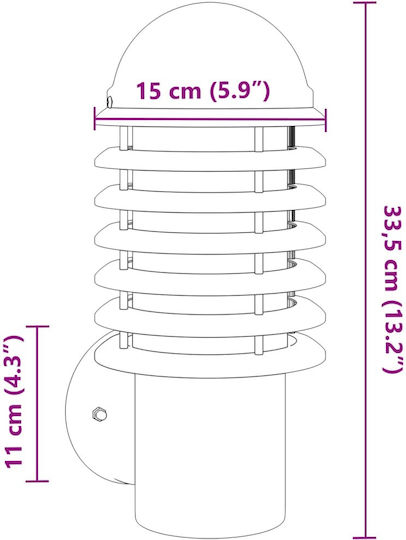 vidaXL Lumină de exterior montată pe perete E27 IP44 15x15x33.5εκ.
