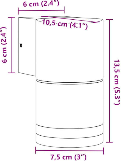 vidaXL Lumină de exterior montată pe perete GU10 IP44 7.5x10.5x13.5εκ.