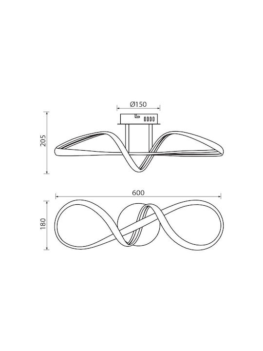 Vivalux Light fixture Ceiling Mount Light 60cm Silver with Integrated LED