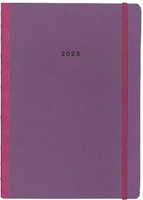 Next Diary 2025 Natural Weekly Flexi Purple Elastic 14x21cm