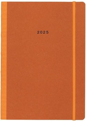 Next Diary 2025 Natural Weekly Flexi Orange Elastic 14x21cm