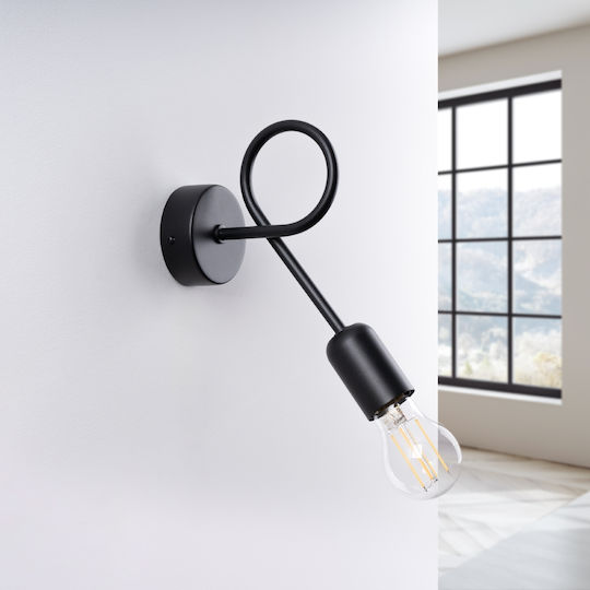 Sollux Modern Lamp Wall with Socket E27 Black 20cm
