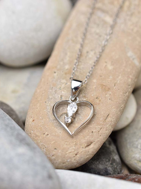 Goldjewels Κολιέ με σχέδιο Καρδιά από Ασήμι με Ζιργκόν