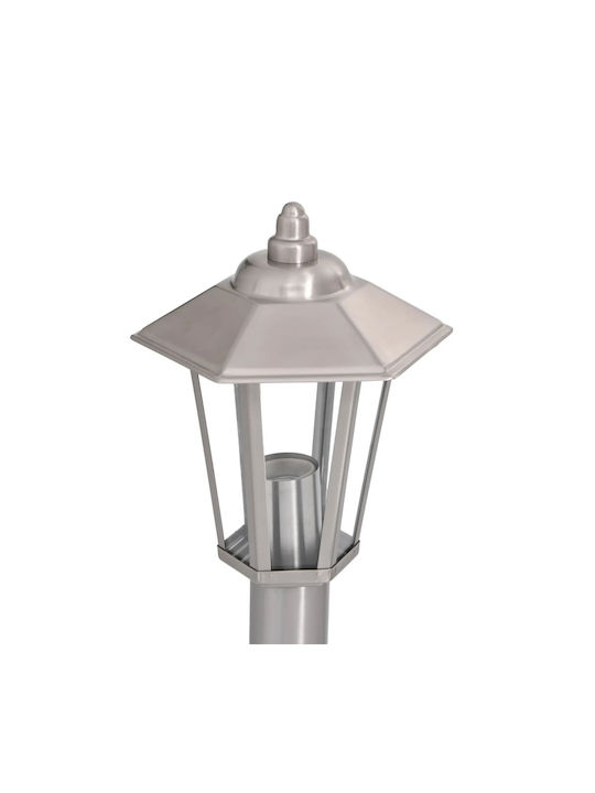 vidaXL Outdoor Floor Lamp Small Post 60W IP44 for E27 Socket Silver