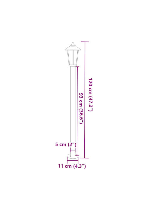vidaXL Outdoor Floor Lamp Small Post 60W IP44 for E27 Socket Silver