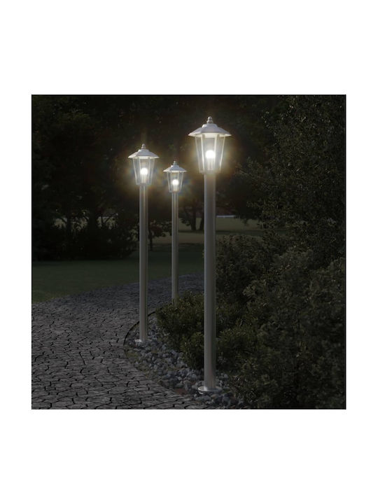 vidaXL Outdoor Floor Lamp Small Post 60W IP44 for E27 Socket Silver
