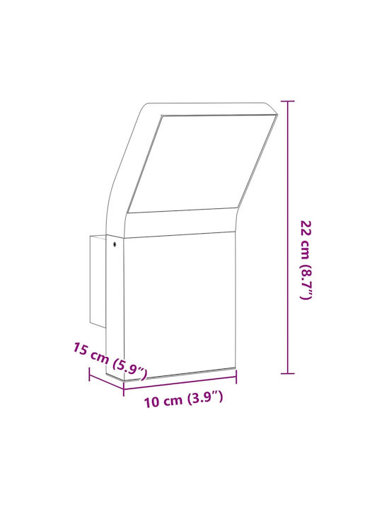 vidaXL Επιτοίχιο Εξωτερικό Φωτιστικό LED IP54 9W με Θερμό Λευκό Φως 10x15x22εκ.