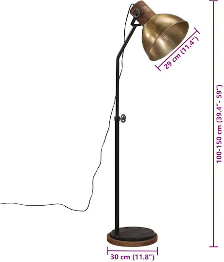 vidaXL Floor Lamp H100xW30cm. with Socket for Bulb E27 Bronze