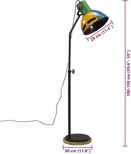 vidaXL Floor Lamp H100xW30cm. with Socket for Bulb E27 Multicolour
